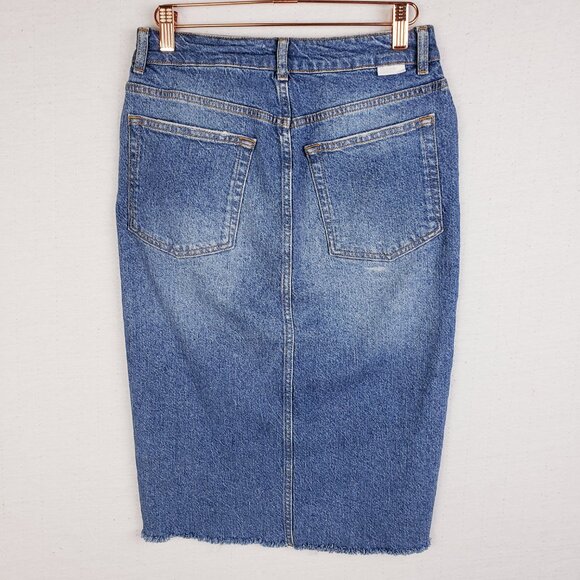 Boyish The Andy Denim Skirt High Rise Midi in Senso size 26 Front Slit Casual - Picture 9 of 13